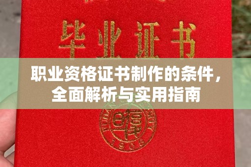 瑞昌职业资格证书制作的条件，全面解析与实用指南