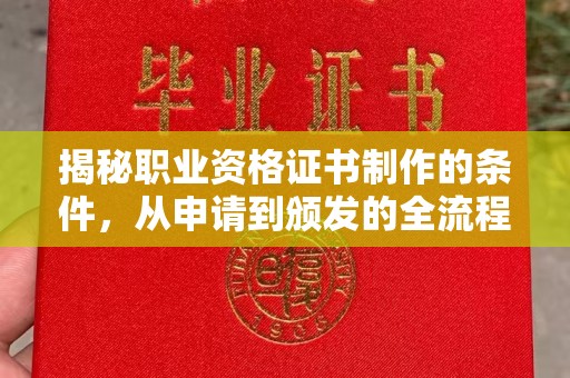 瑞昌揭秘职业资格证书制作的条件，从申请到颁发的全流程解析