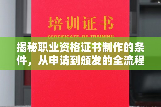 瑞昌揭秘职业资格证书制作的条件，从申请到颁发的全流程解析