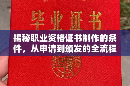 瑞昌揭秘职业资格证书制作的条件，从申请到颁发的全流程解析